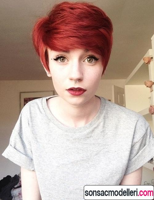 Kızıl pixie saç kesimi